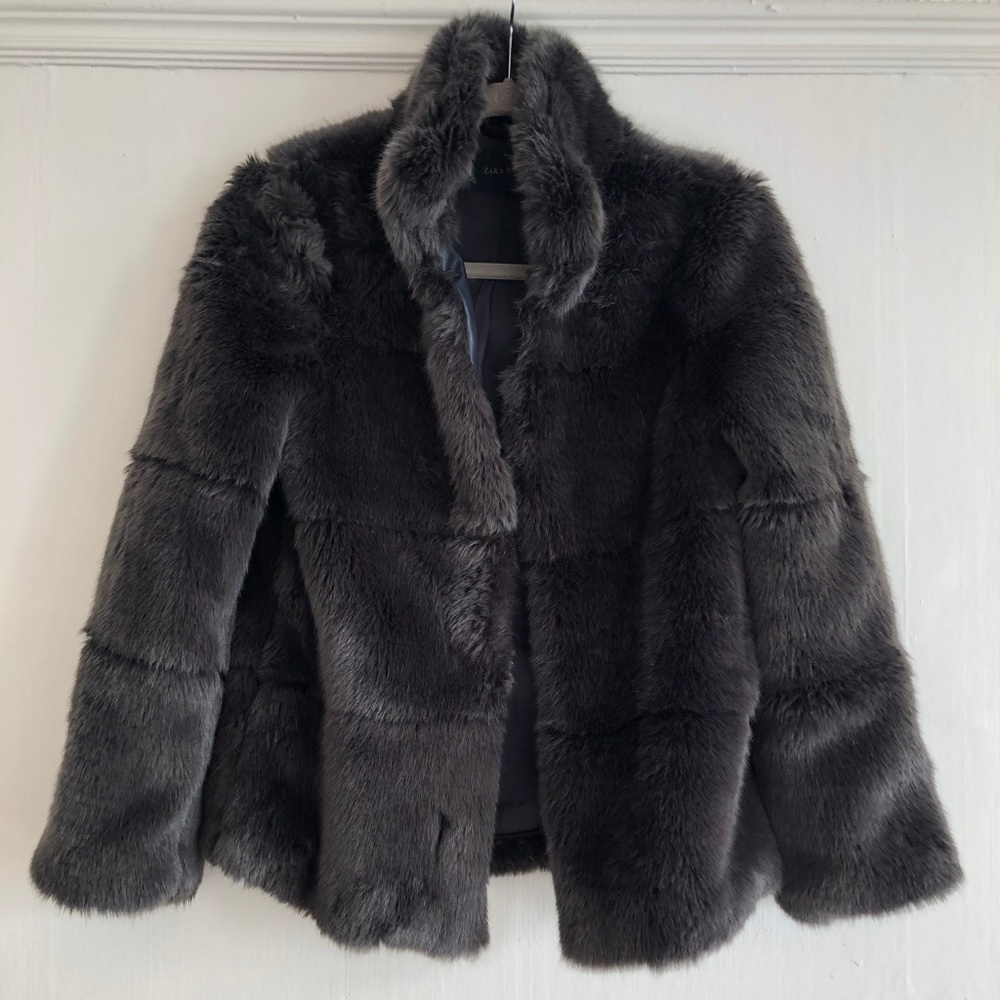Dark Brown Faux Fur Coat